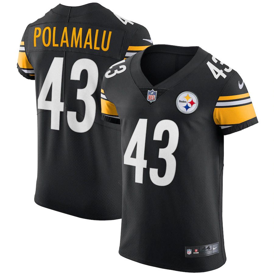 Men Pittsburgh Steelers 43 Troy Polamalu Nike Black Retired Player Elite NFL Jersey